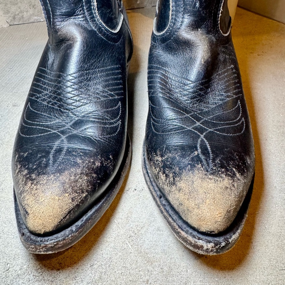 💕 FRYE Billy Short Distressed Women’s Black Leather Biker Boots Size 7.5 B - Picture 11 of 11